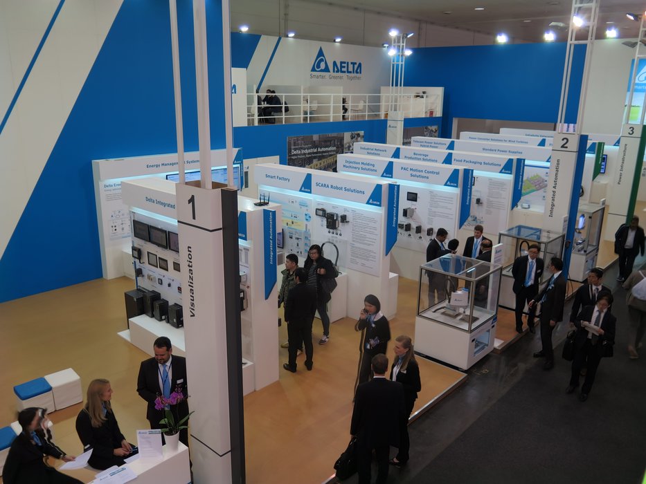 La amplia cartera de soluciones inteligentes para la automatización industrial de Delta se exhibió en la Hannover Messe 2015 para mejorar la productividad en la región EMEA e India